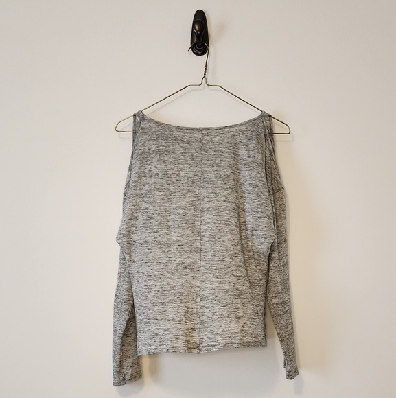 Grey Long Sleeve Shirt W/ Cutout Shoulders STAINED - Picture 2 of 3